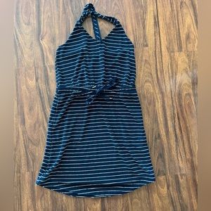 Terry cotton dress with waist drawstring